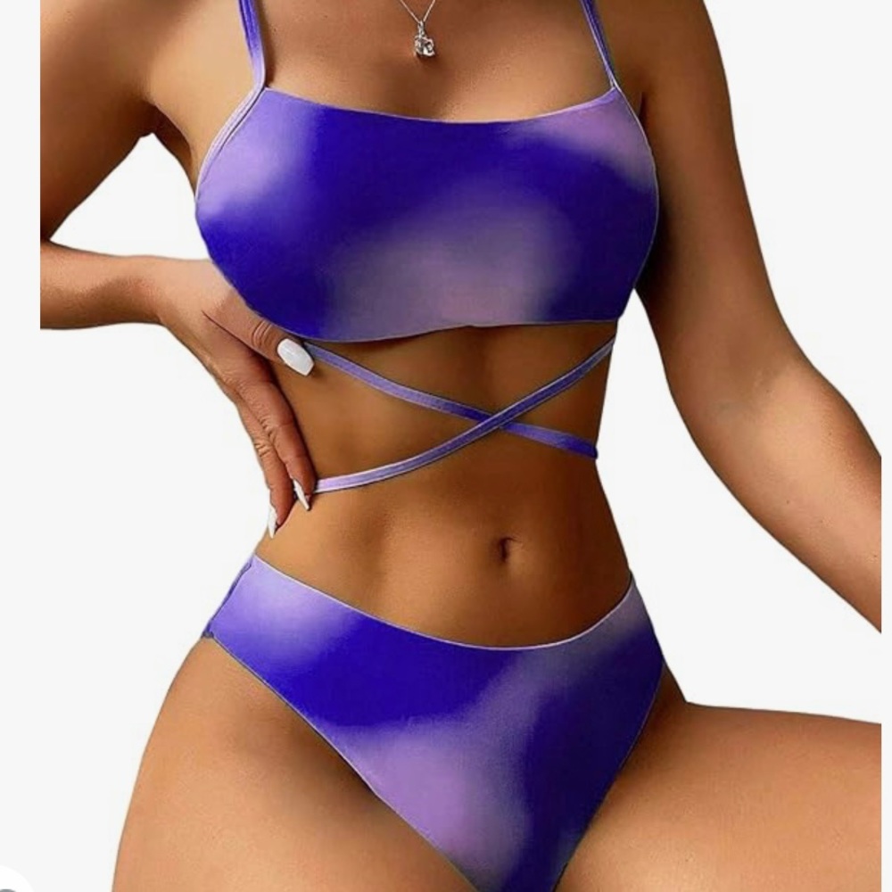 NWOT Rooscier Women's Sexy 3 Pcs Swimsuit  Tie Dye Cover Up Swimwear Size Small